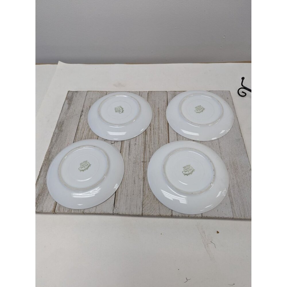 Vintage Kutani Set 4 Saucers and 3 Cups White Silver Gray Bursts Japan Teacups - Picture 9 of 10